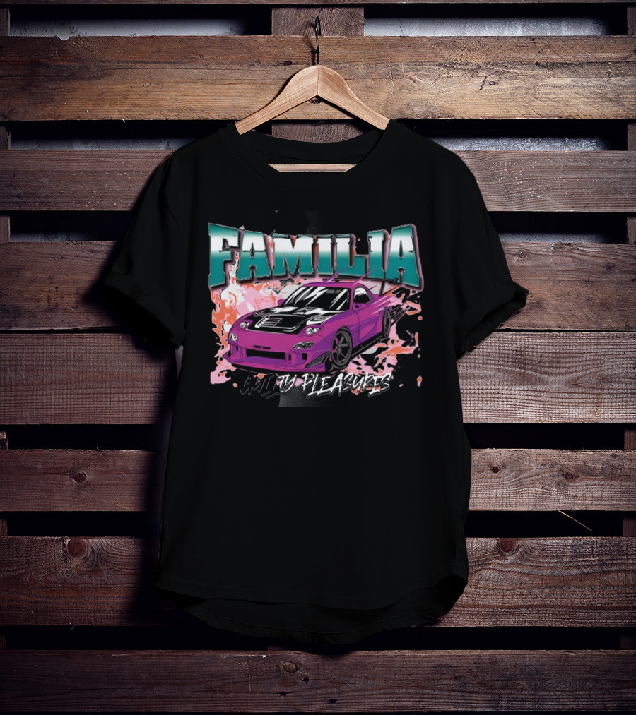FAMILIA Guilty Pleasures Tryguys Car Explosion T-Shirt