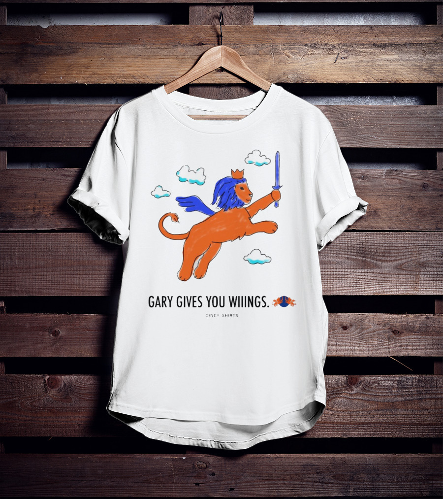 Gary Gives You Wings Flying Lion Sword Clouds Cincy T-Shirt