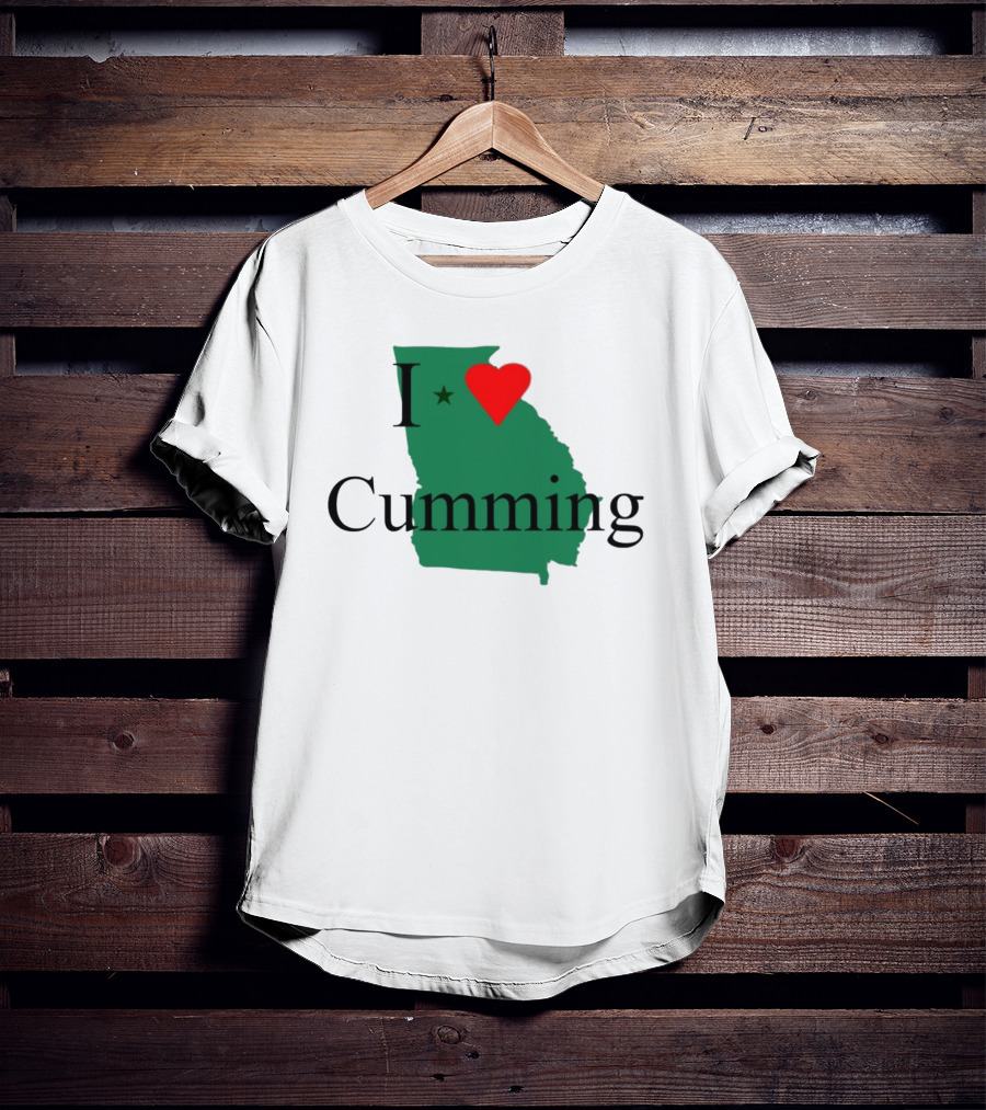 I Love Cumming Georgia Map With Heart And Star T-Shirt