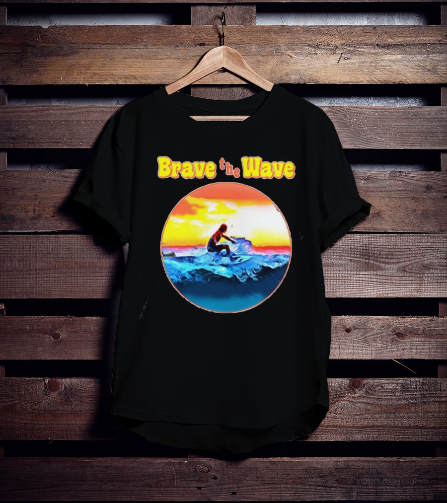 Brave The Wave Surfer At Sunset T-Shirt