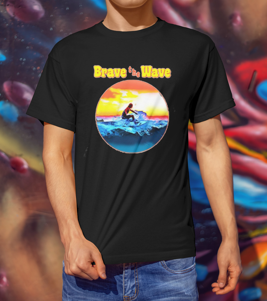 Brave The Wave Surfer At Sunset T-Shirt