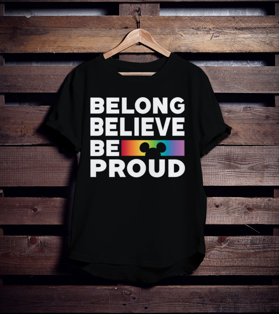 Belong Believe Be Proud Rainbow Mickey T-Shirt