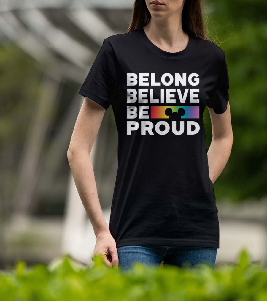 Belong Believe Be Proud Rainbow Mickey T-Shirt
