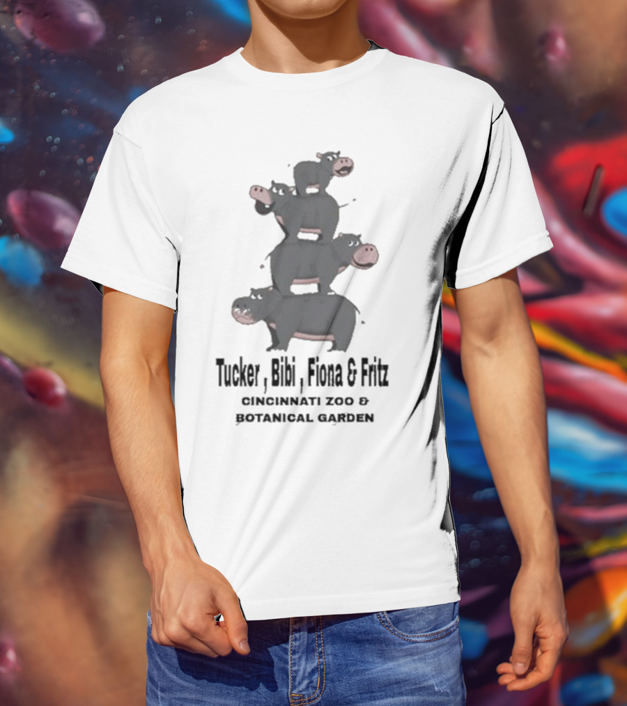 Tucker Bibi Fiona And Fritz Hippos Cincinnati Zoo Botanical Garden Stack T-Shirt