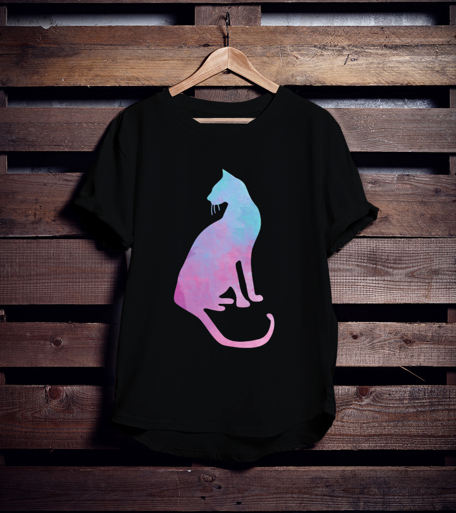 Watercolor Cat Silhouette Pastel Colors T-Shirt