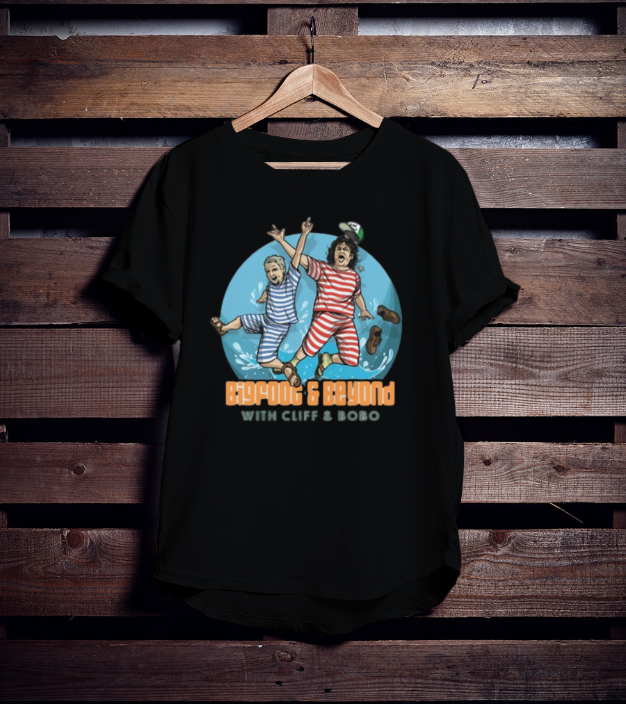 Bigfoot And Beyond With Cliff And Bobo Striped Jumpsuits Joyful Leap T-Shirt