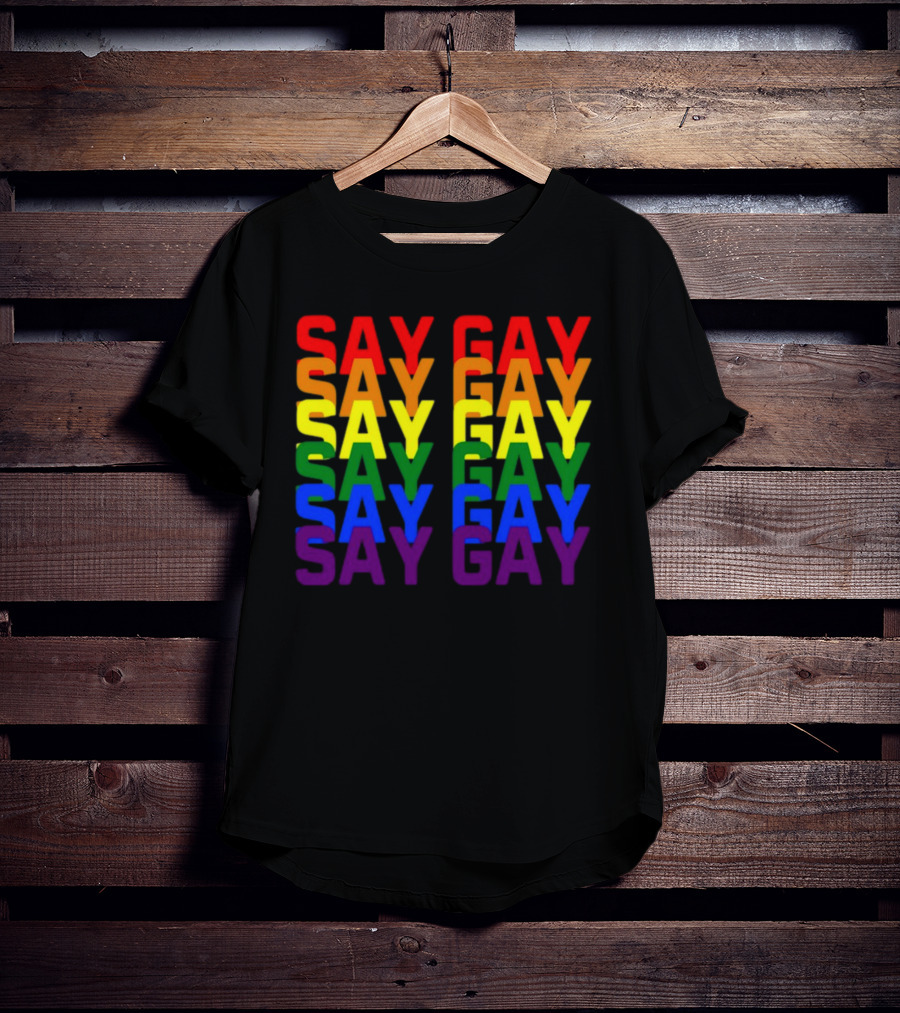 Say Gay Say Gay Say Gay Rainbow Pride T-Shirt