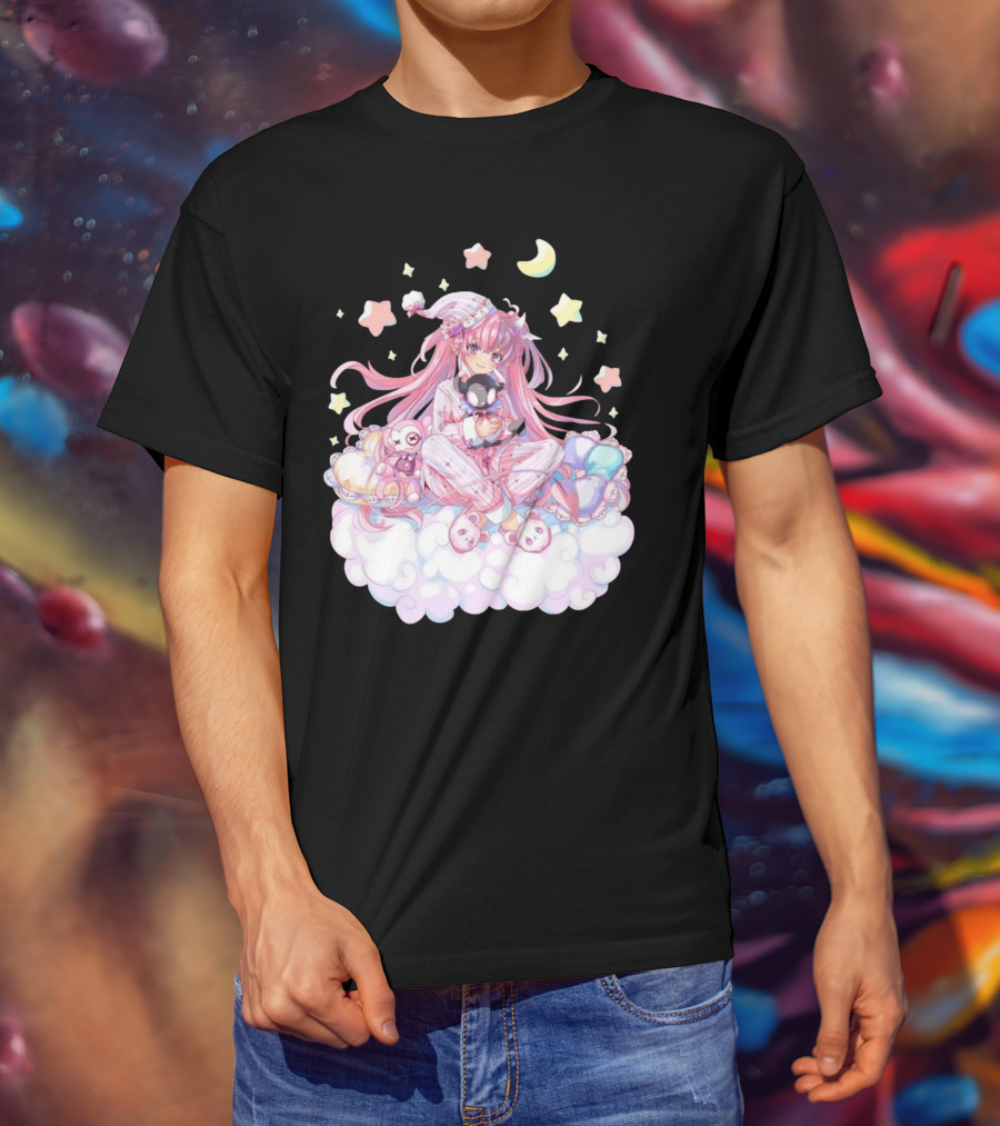 Ironmouse Vshojo Cute Pajama Sleepover With Moon And Stars T-Shirt