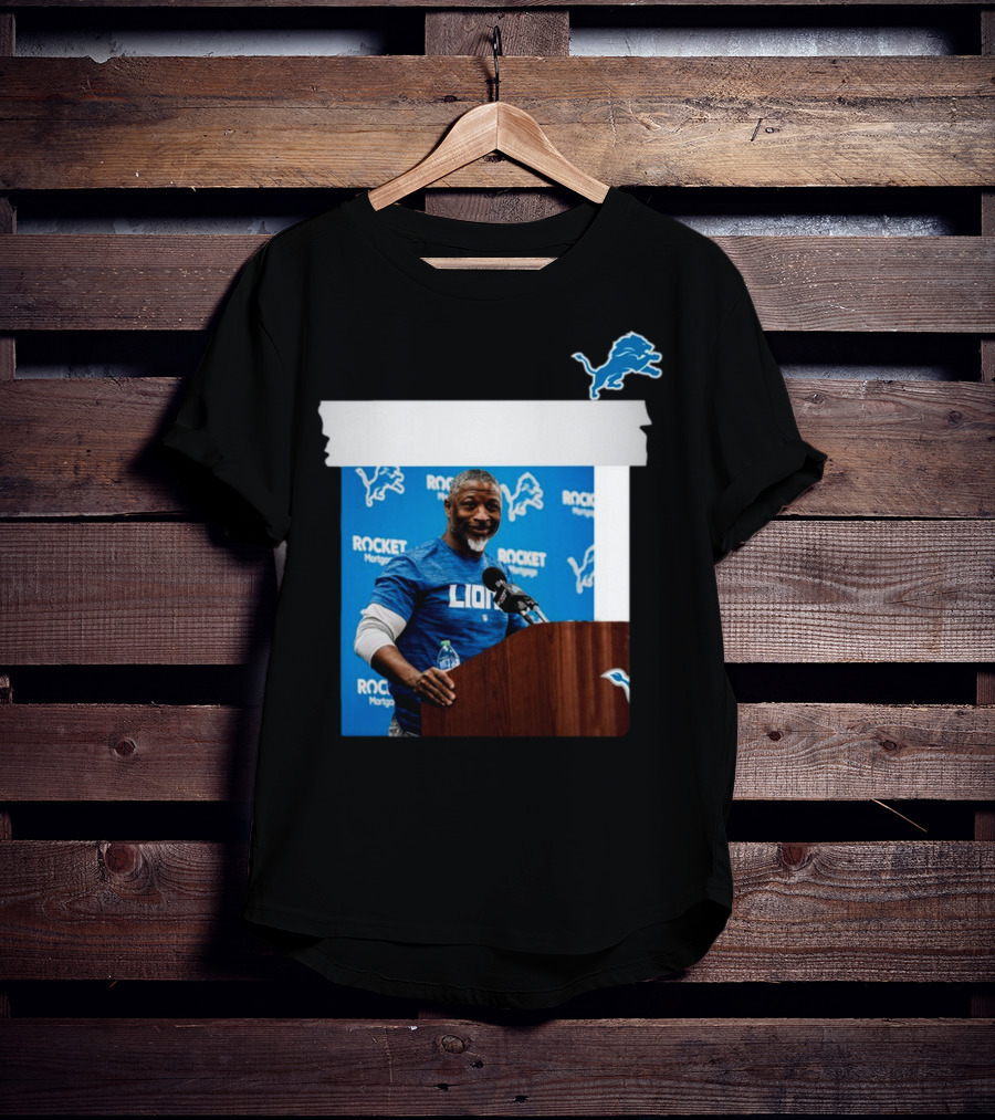 Lions DC Aaron Glenn Rocket Mortgage Press Conference Detroit Football T-Shirt