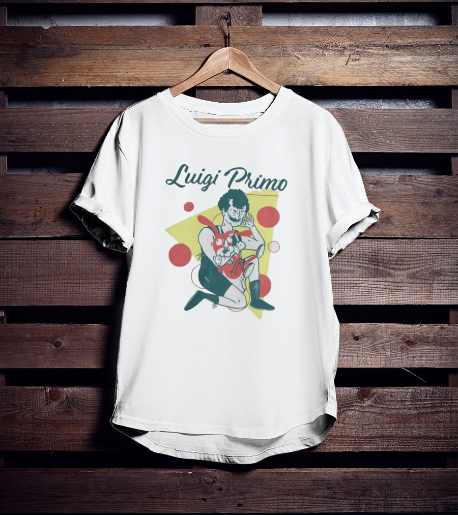 Luigi Primo Wrestling With Cartoon Rabbit Character T-Shirt