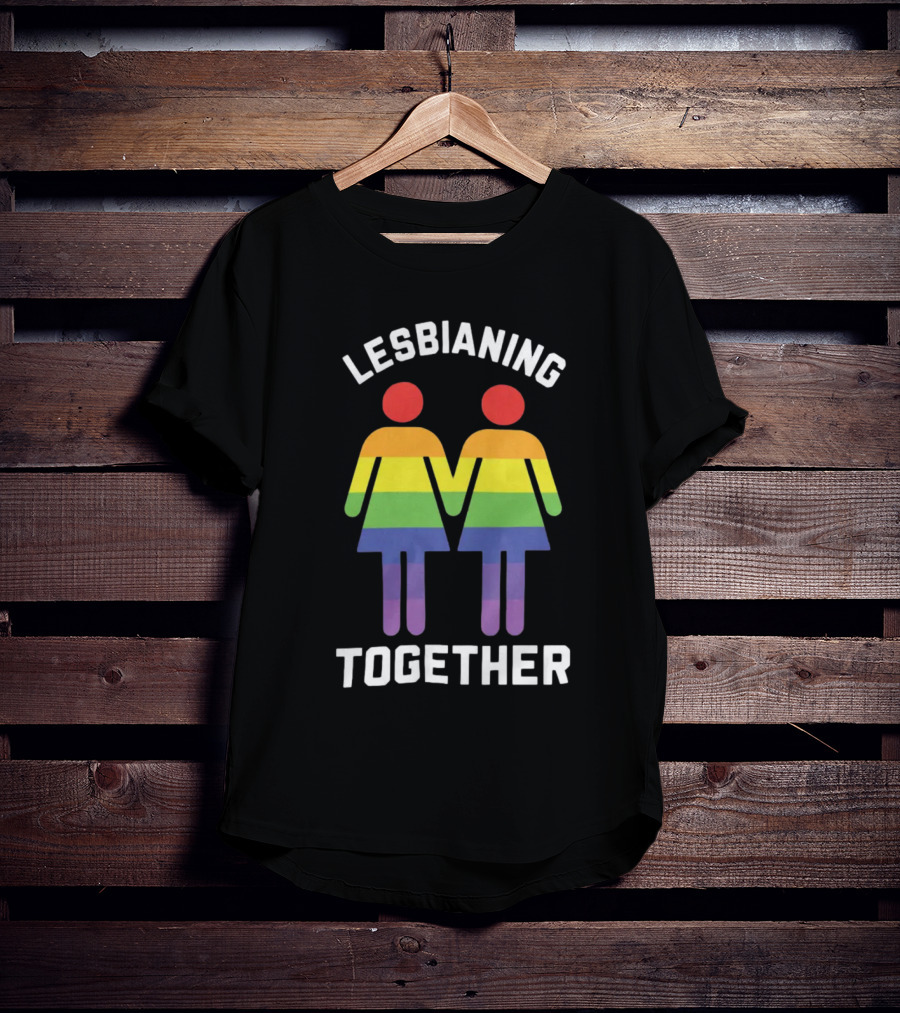 Lesbianing Together Rainbow Figures Holding Hands T-Shirt
