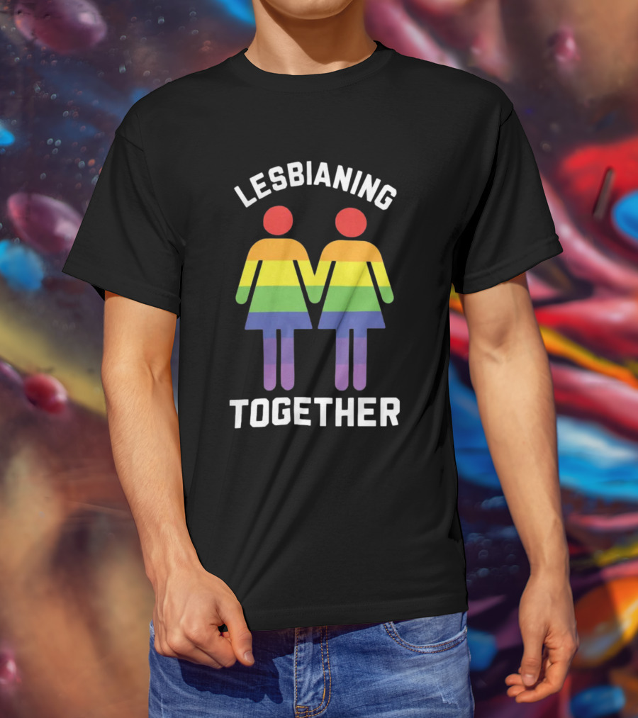 Lesbianing Together Rainbow Figures Holding Hands T-Shirt