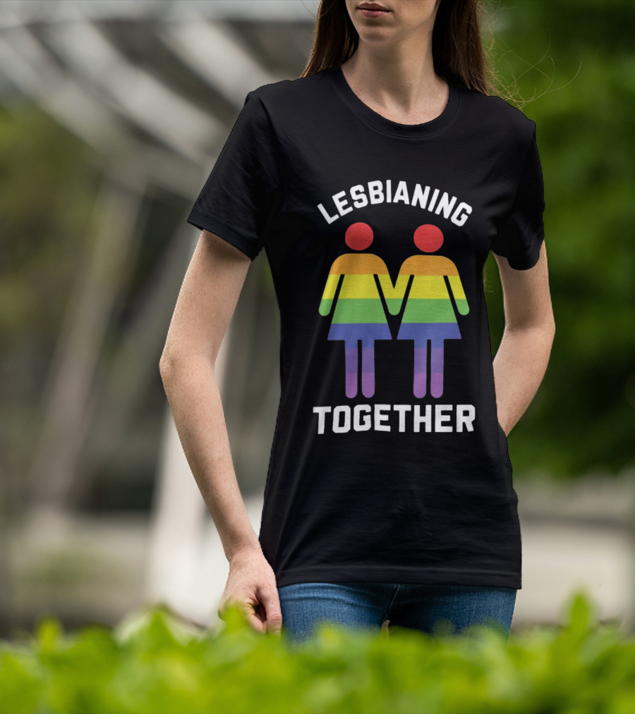 Lesbianing Together Rainbow Figures Holding Hands T-Shirt