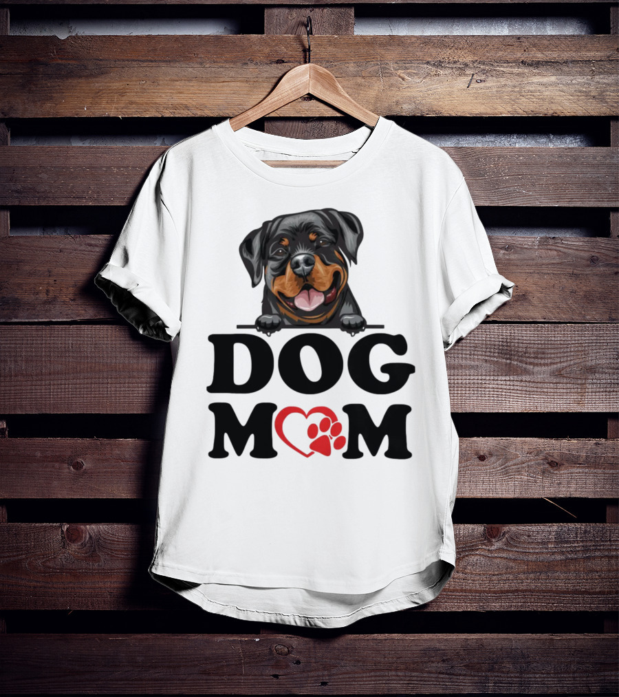 Rottweiler Dog Mom Heart Paw Design For Rottweiler Stickers Enthusiasts T-Shirt