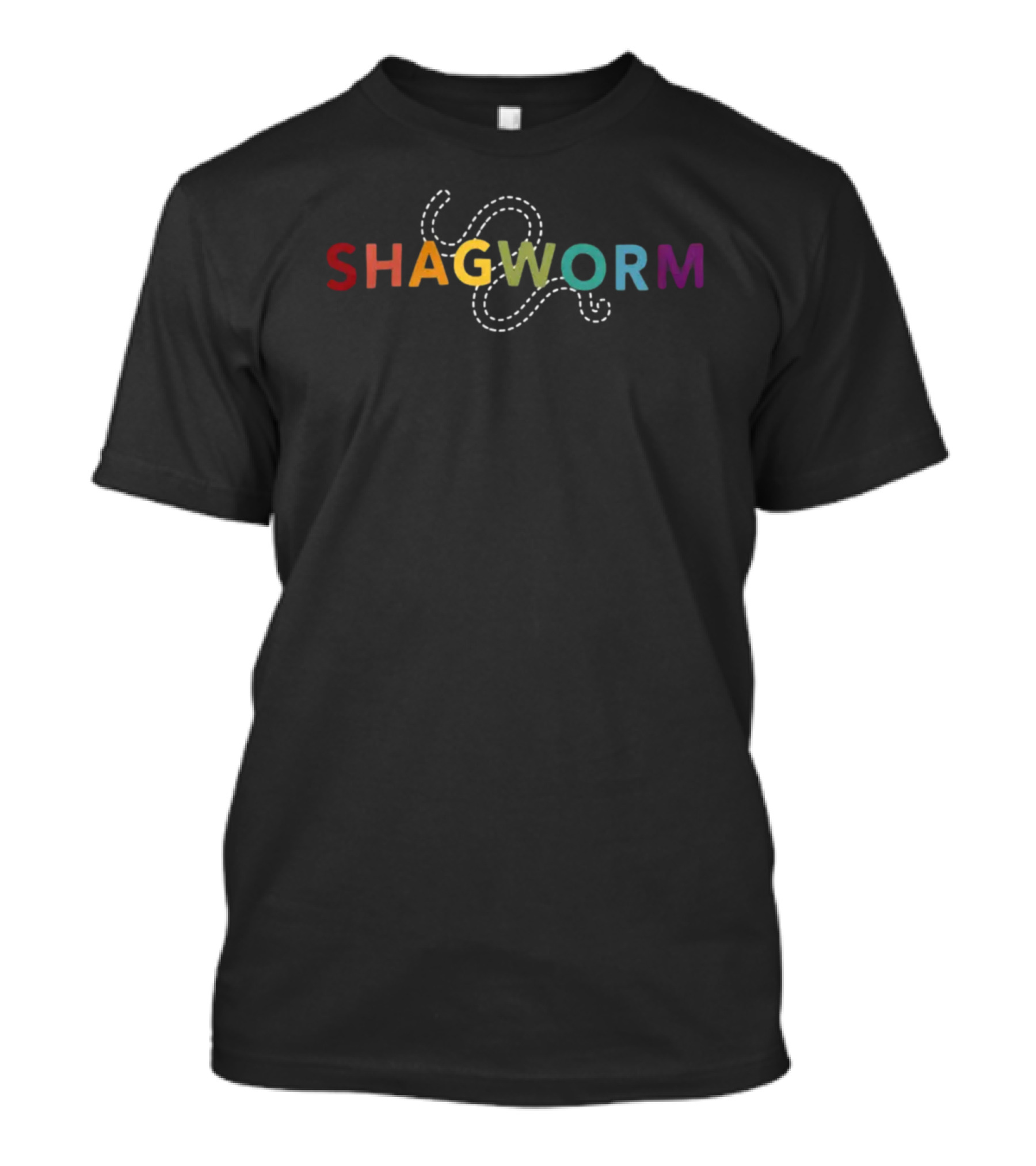 SHAGWORM Rainbow Letters With Dotted Line Worm T-Shirt