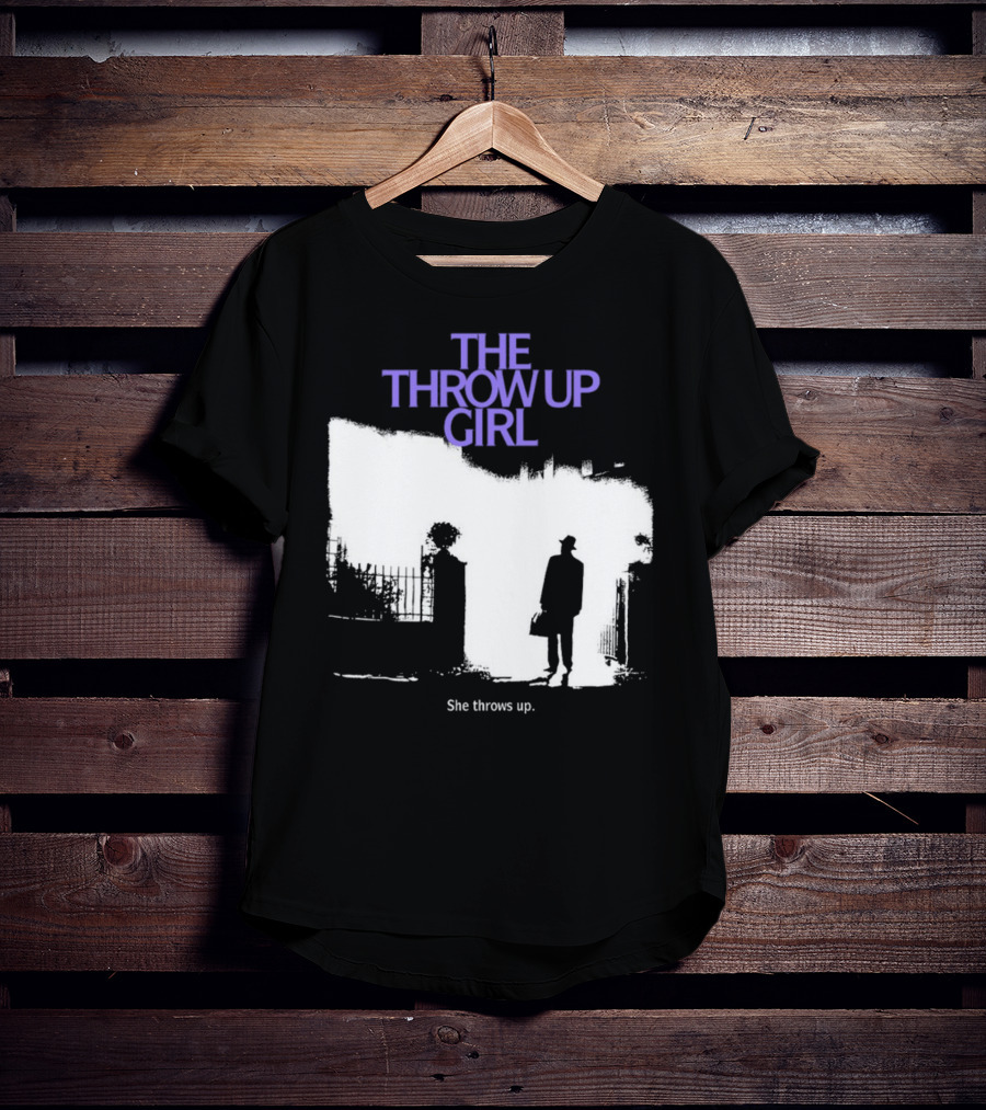 The Throw Up Girl She Throws Up Silhouette Against Gate Background T-Shirt
