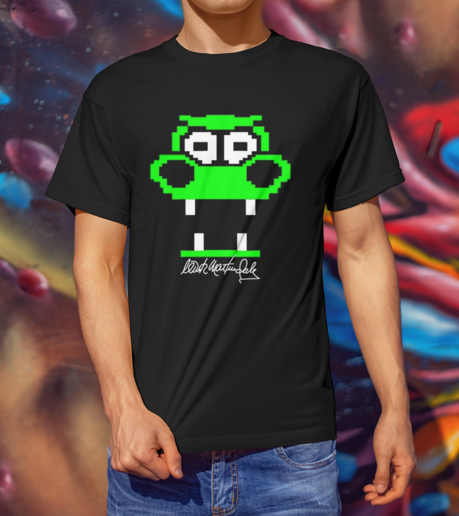 Tic Tac Dough Dragon Wink Martindale Signature Pixelated Green Face T-Shirt