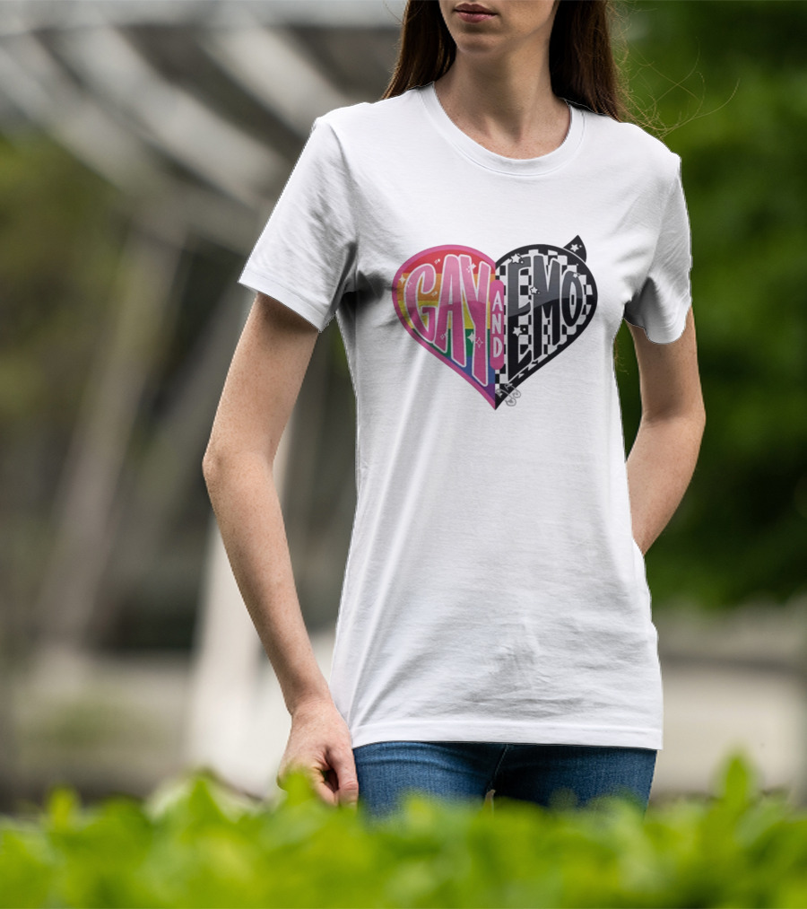Jessie Paege Gay And Emo Heart Rainbow Checkerboard T-Shirt