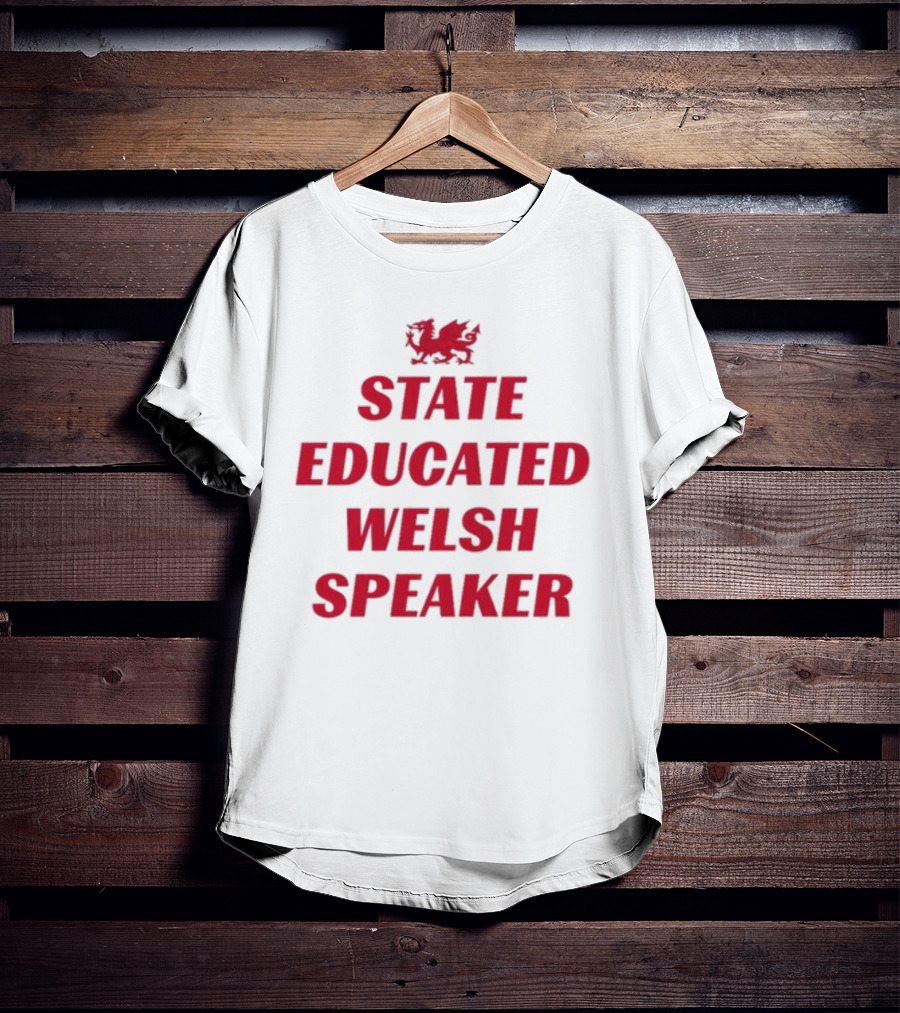 Red Dragon Emblem State Educated Welsh Speaker T-Shirt