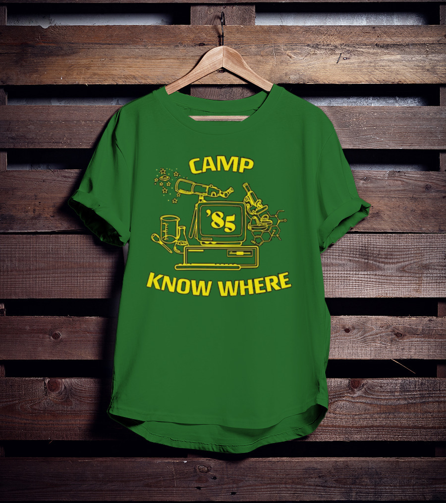 Camp Know Where '85 Science Computer Microscope Telescope Chemistry T-Shirt