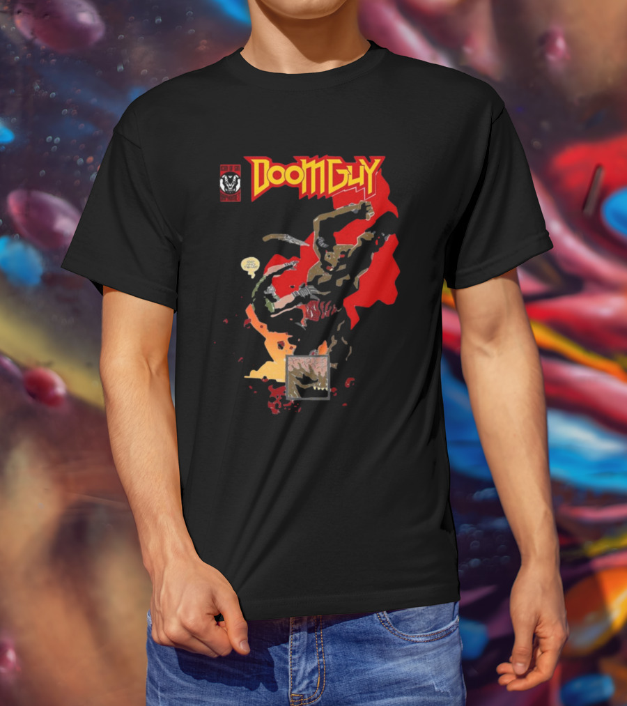 Doomguy The Shores Of Hell Demon Battle Comic T-Shirt