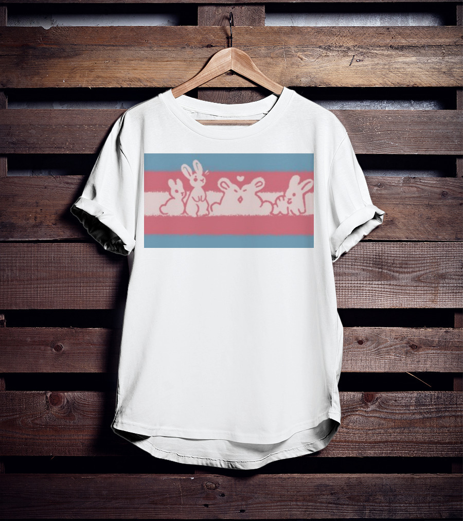 Starsleeps Trans Pride Rabbits On Transgender Flag Background T-Shirt