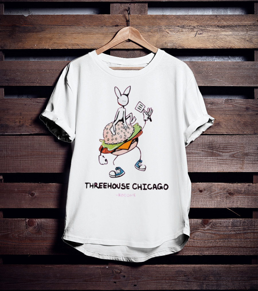 THREEHOUSE CHICAGO KODONE Burger Bunny Character Sneakers Spatula T-Shirt