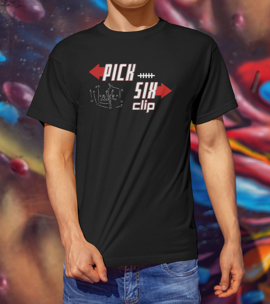 Pick Six Clip Football Play Diagram T-Shirt