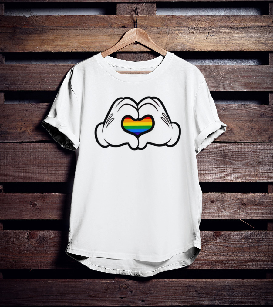 Mickey Hands Rainbow Heart Pride T-Shirt