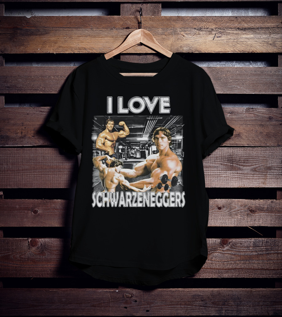 I Love Schwarzenggers Bodybuilding Gym Poses Workout Dumbbells T-Shirt