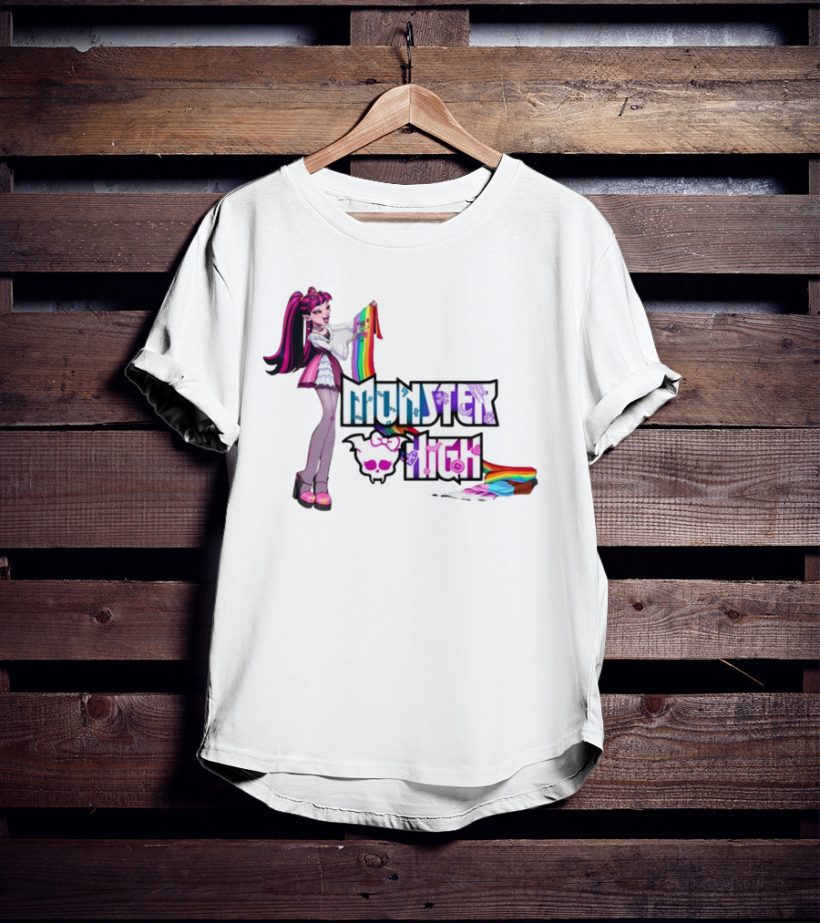 Monster High Draculaura Holding Pride Rainbow Flag T-Shirt