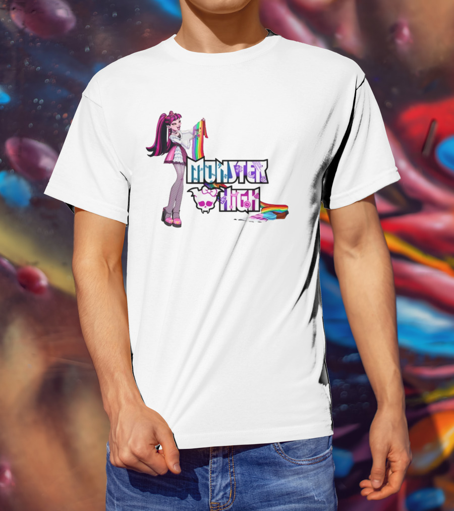 Monster High Draculaura Holding Pride Rainbow Flag T-Shirt