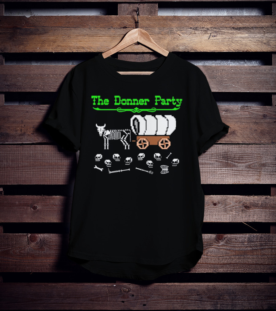 The Donner Party Pixel Art Wagon Skeletons Retro T-Shirt