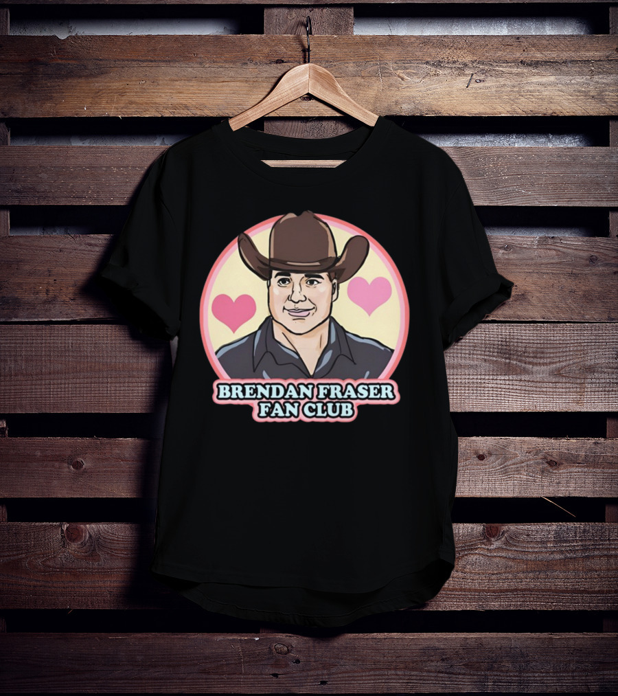 Brendan Fraser Fan Club Cowboy Hat Heart T-Shirt