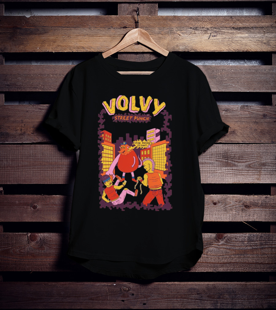 Volvy Street Punch Stop Doing Crime Retro Action T-Shirt
