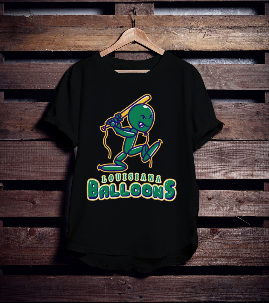 Louisiana Balloons Baseball Mascot Character T-Shirt