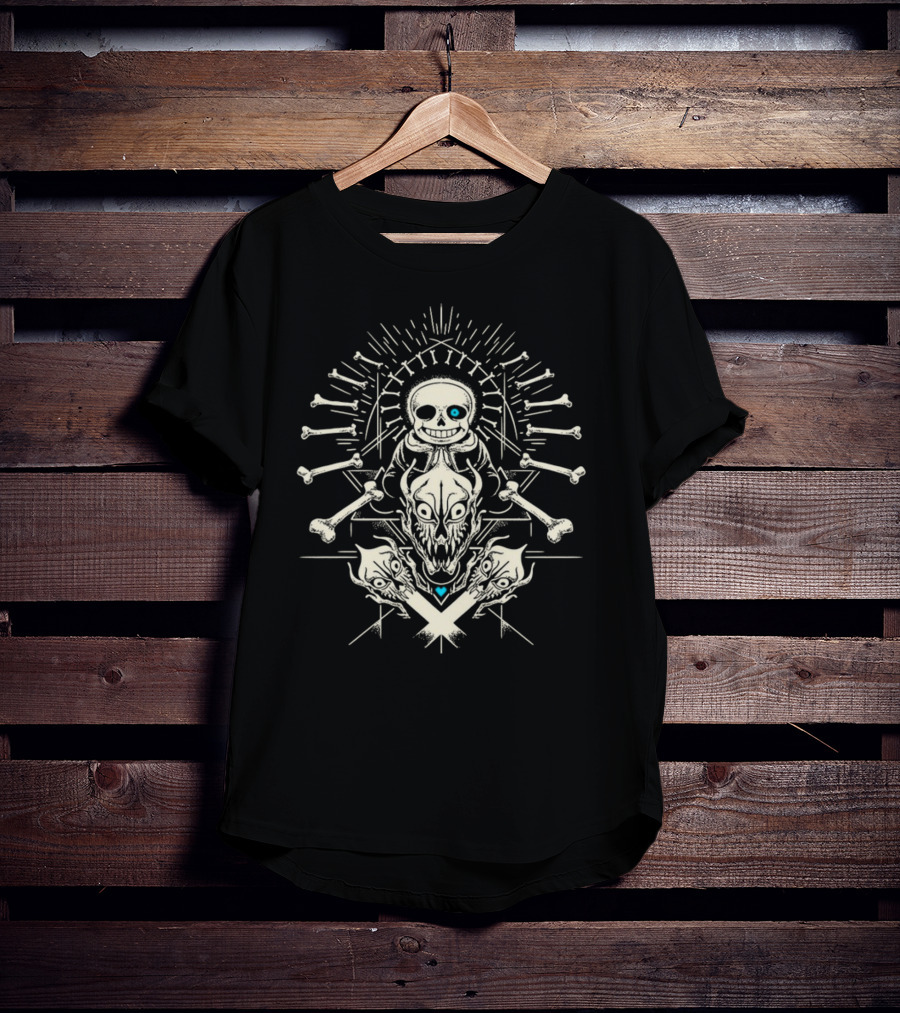 Undertale Megalovania Sans Skull And Bones Iconic Motif T-Shirt