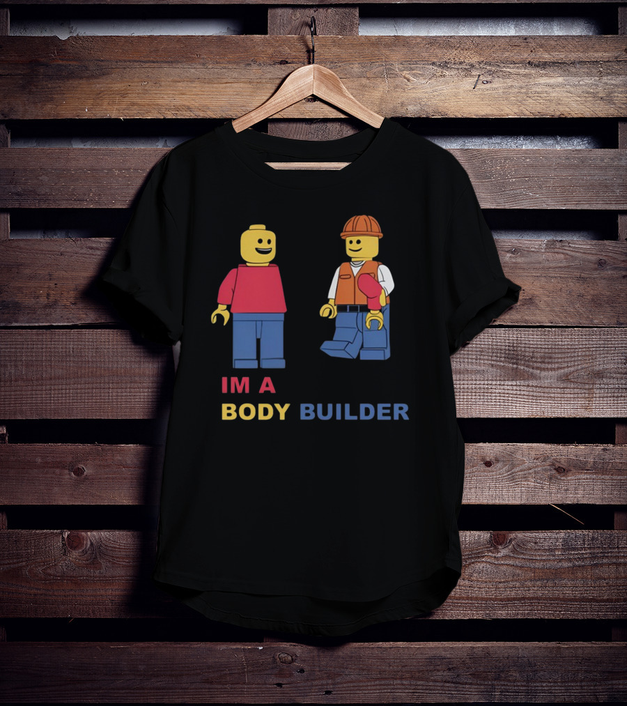 Lucca International I'm A Body Builder Lego Minifigures Construction Worker And Red-Shirted Figure T-Shirt