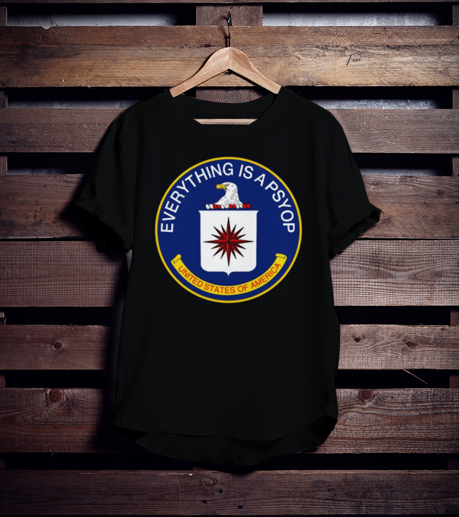 Shitheadsteve Everything Is A Psyop United States Of America CIA Parody Emblem T-Shirt