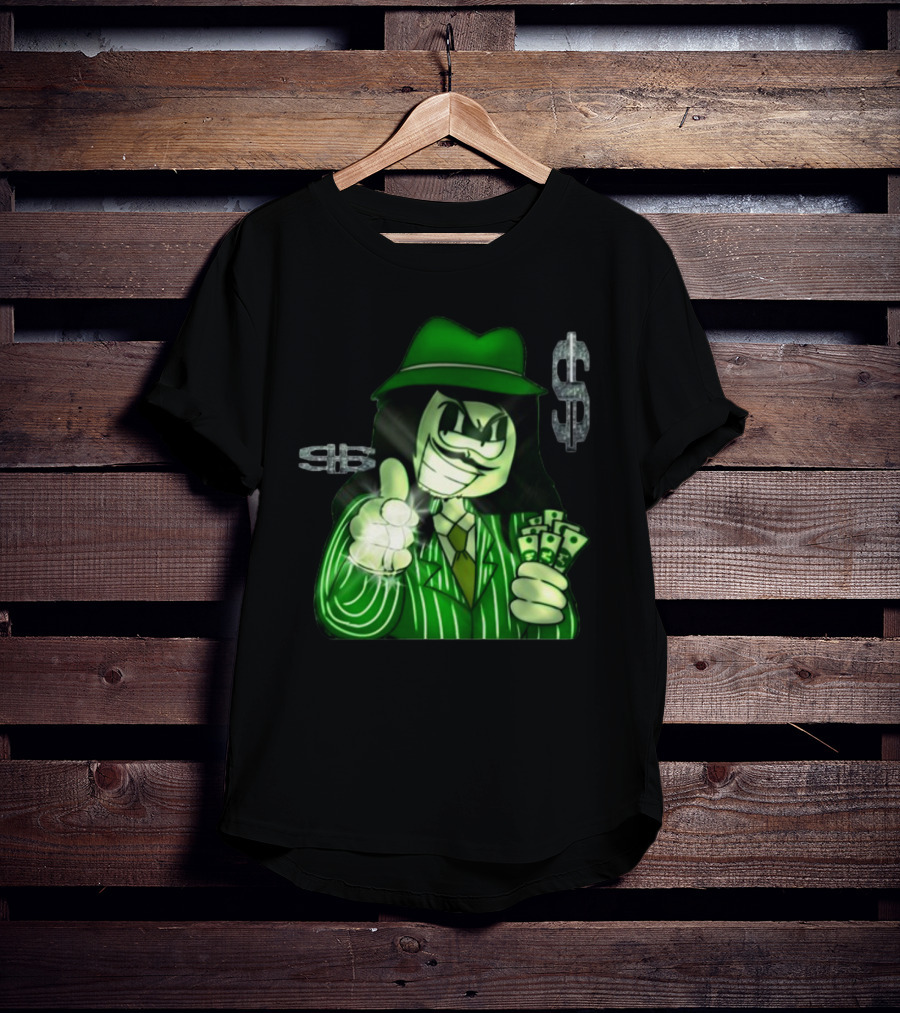 Green Gangsta Spongewhang With Money And Dollar Signs T-Shirt