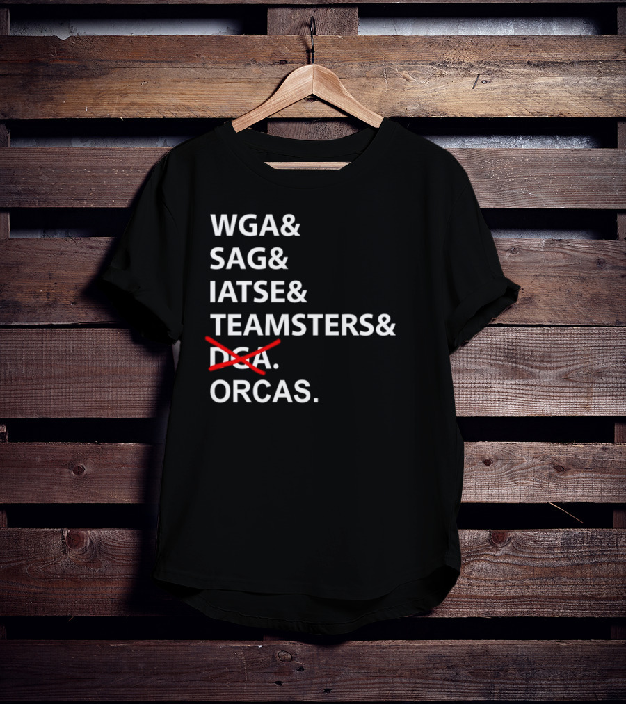 WGA SAG IATSE Teamsters Orcas Crossed Out T-Shirt