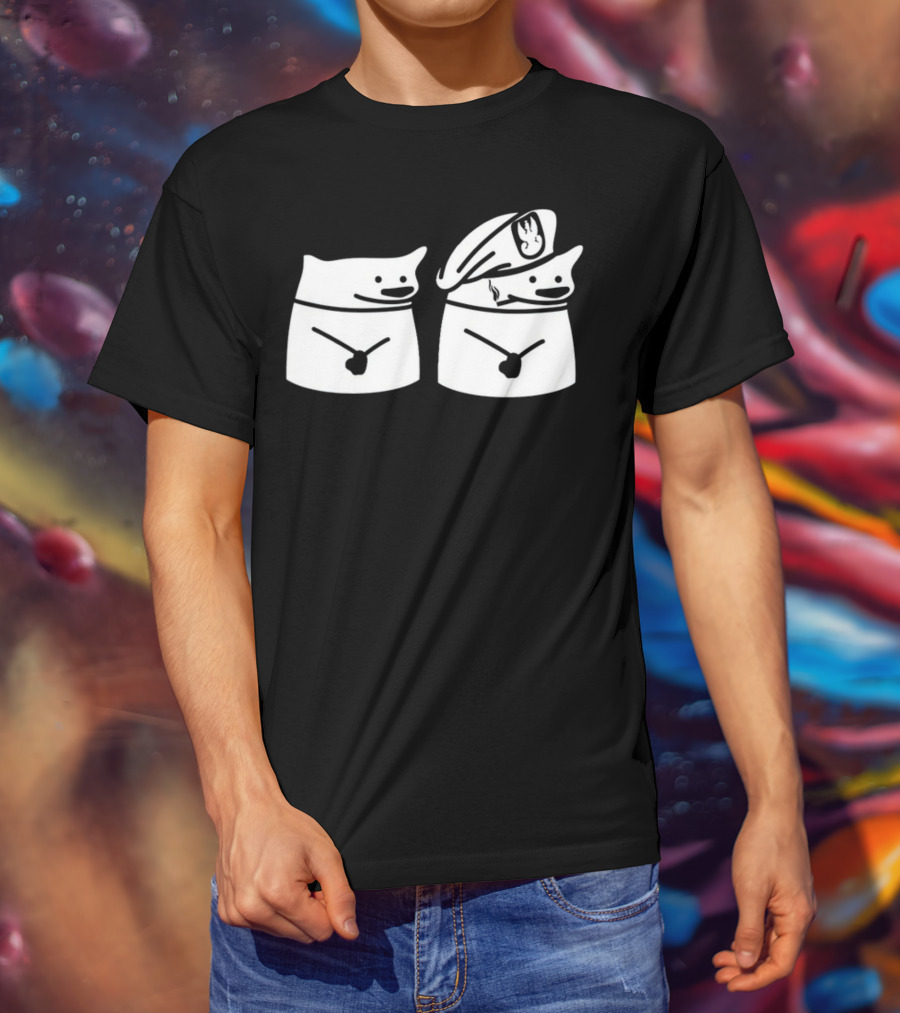 Nafo Ofan Fella Meme Character Pair In Officer Hat T-Shirt