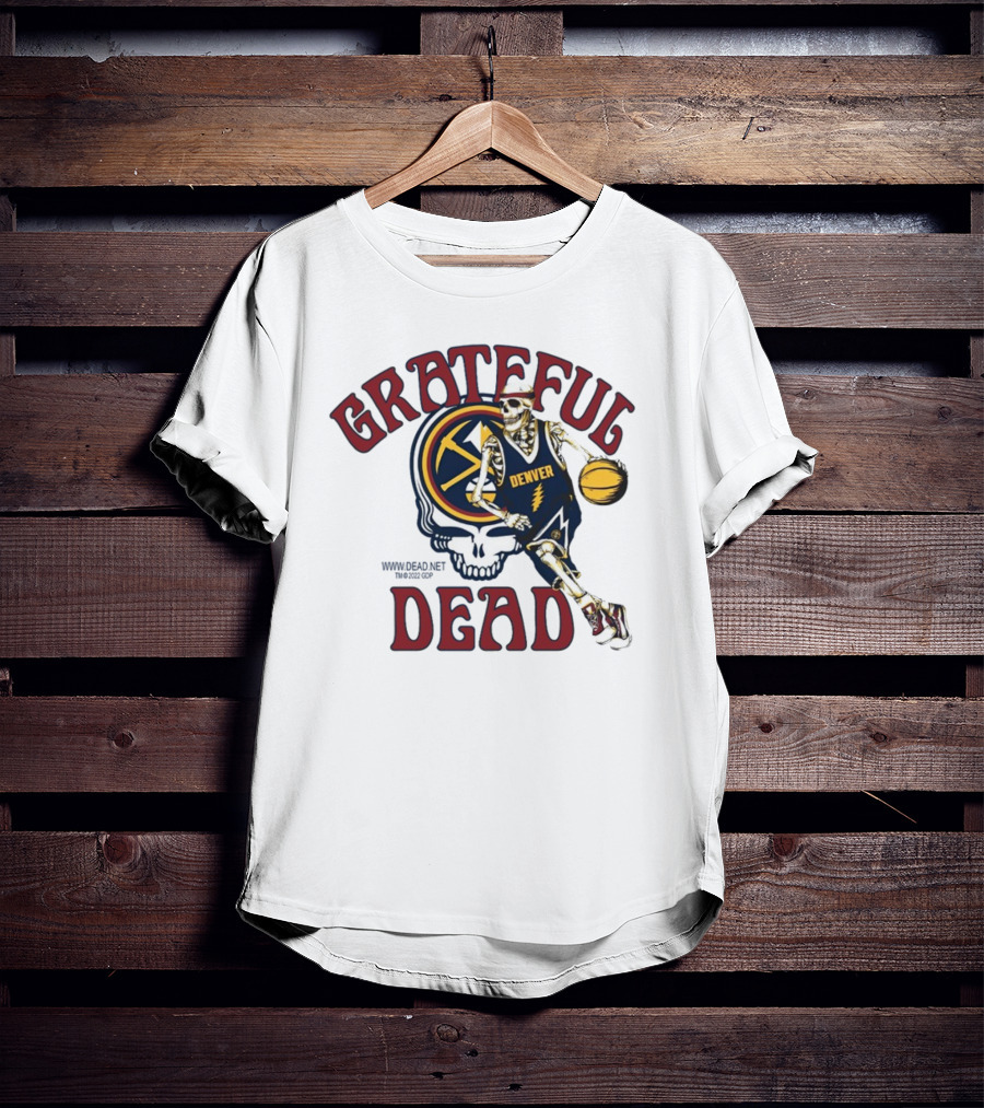 Grateful Dead Denver Nuggets Skull Skeleton Basketball Player T-Shirt
