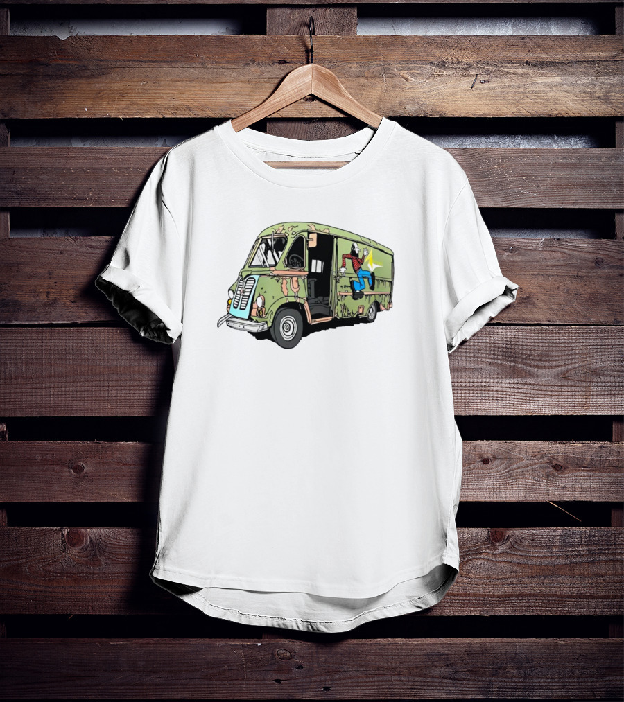 Aerosmith Band Van Camouflage Cartoon Running Starburst Concert T-Shirt