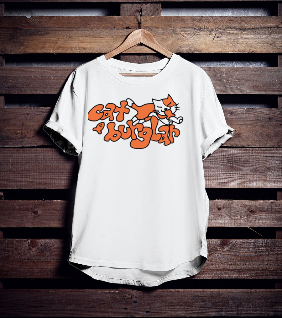Cat Burglar Playful Cartoon Cat With Fish Bone T-Shirt