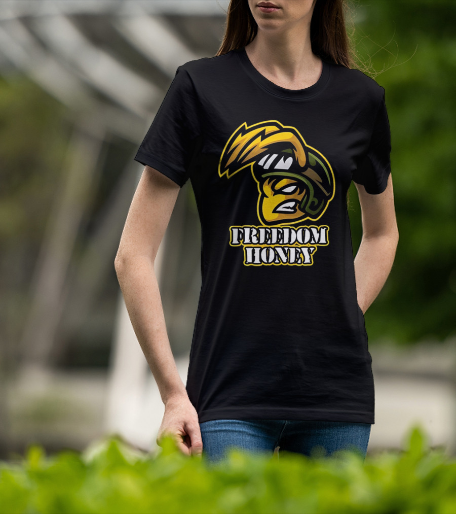 Freedom Honey Angry Yellow Cartoon Soldier Helmet T-Shirt