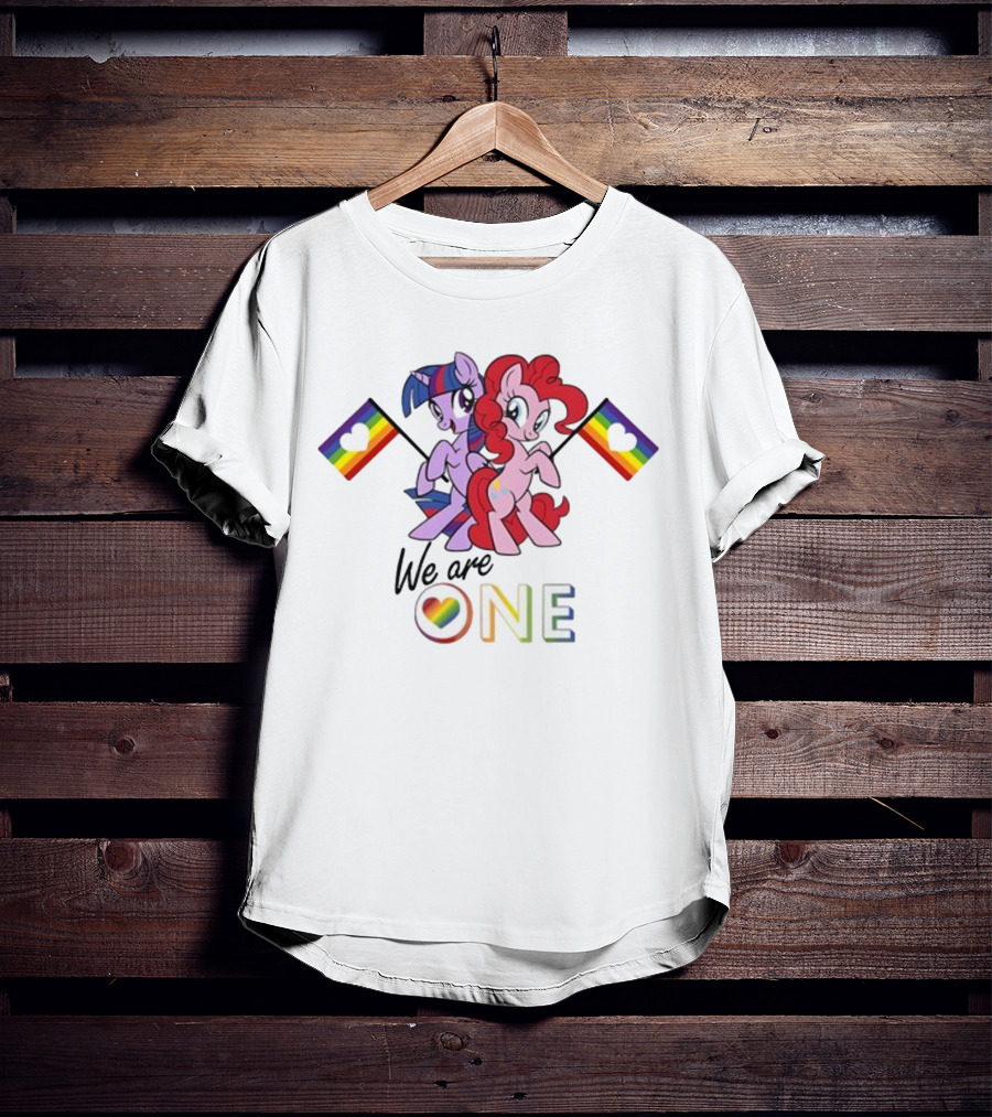 My Little Pony We Are One Pinkie Pie Twilight Sparkle Pride Rainbow Flags T-Shirt