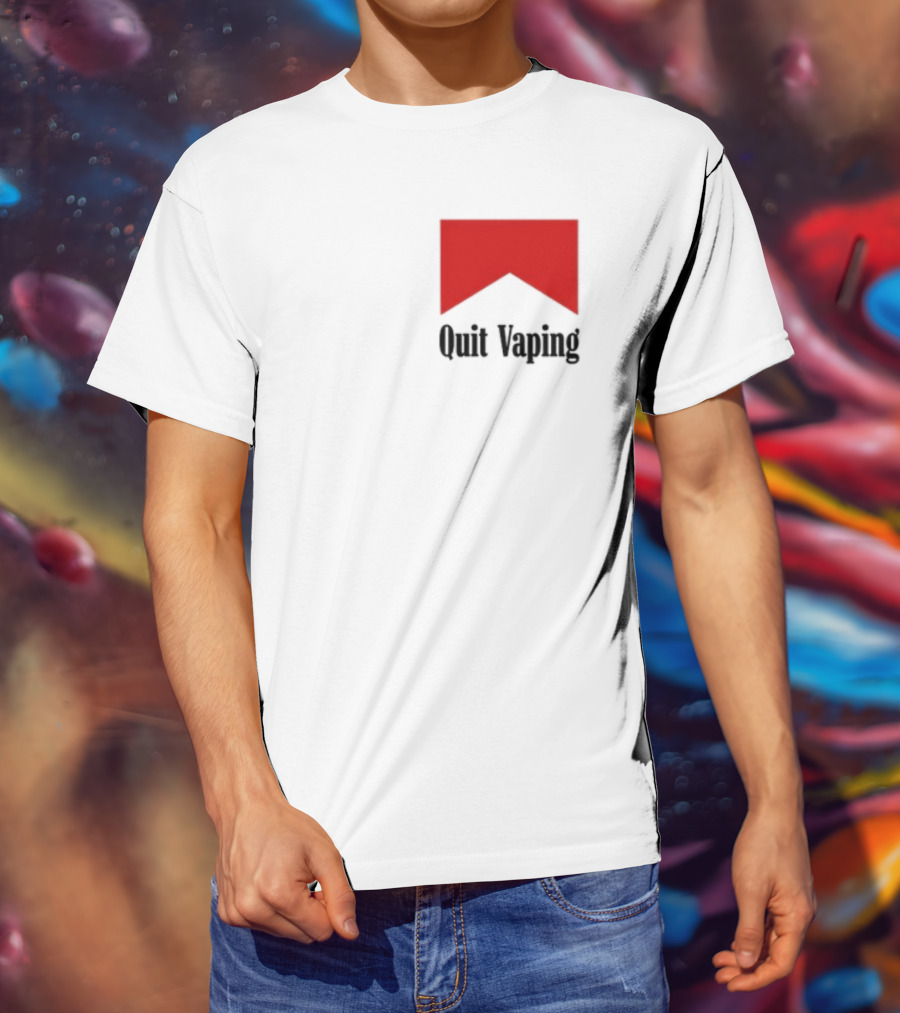 Quit Vaping Be A Man Red Triangle Message T-Shirt