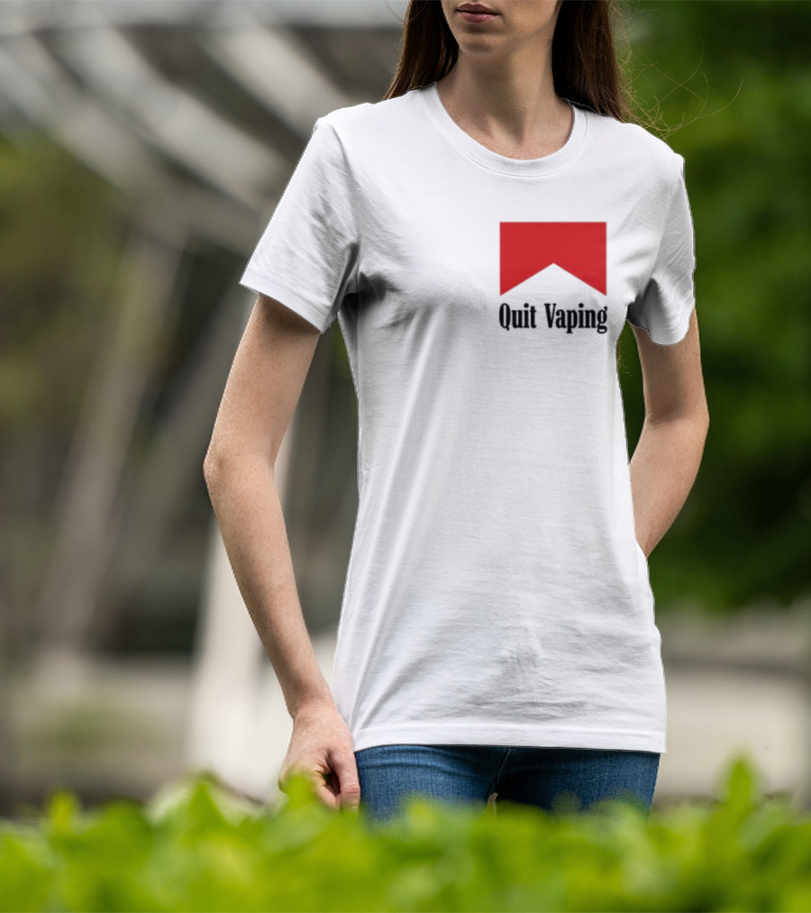 Quit Vaping Be A Man Red Triangle Message T-Shirt