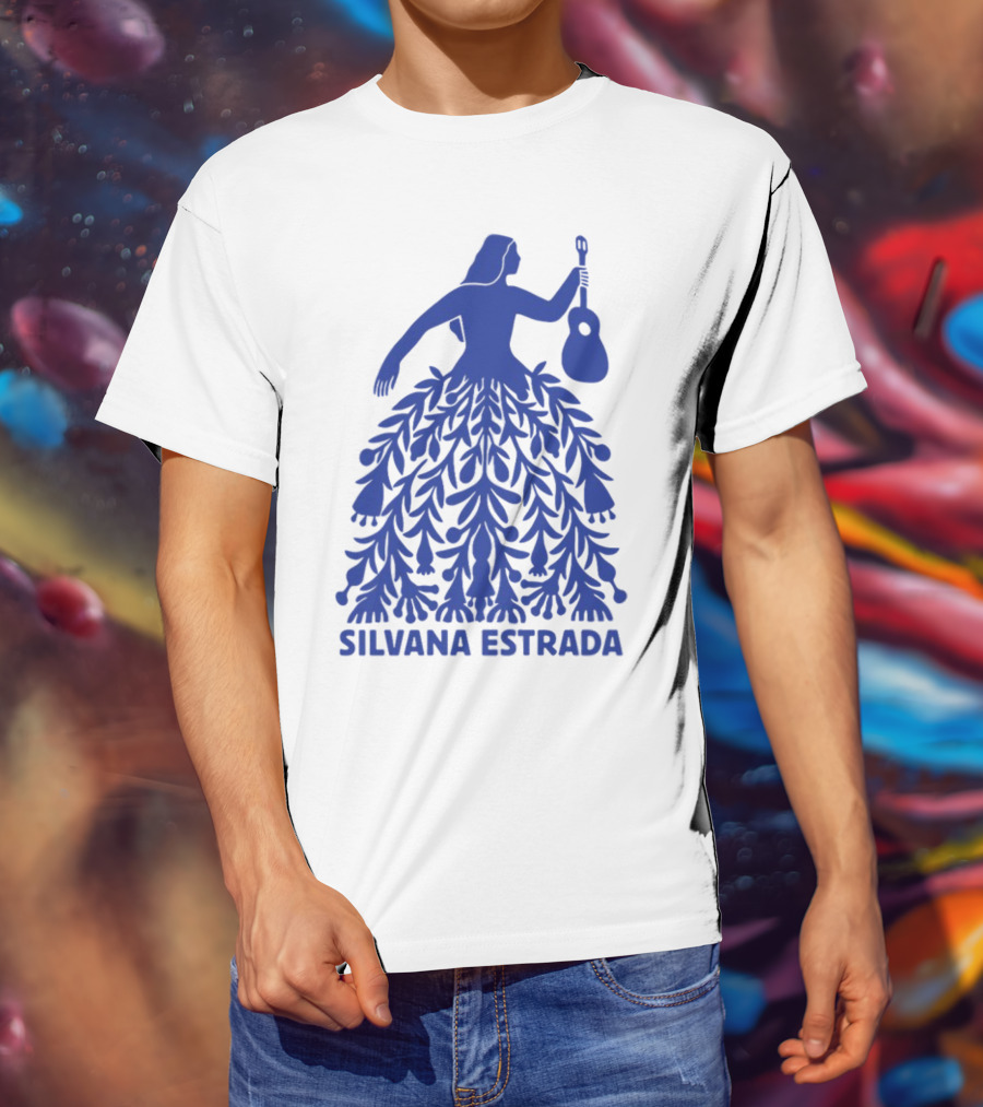 Silvana Estrada Blue Dress Guitar Motif T-Shirt
